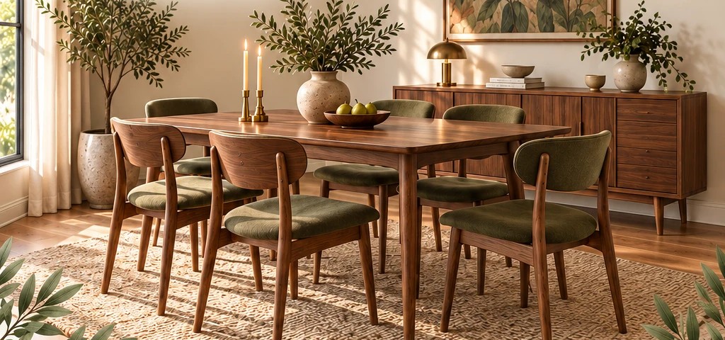 Mid-Century Modern Dining Room — AI-generated concept with shoppable products