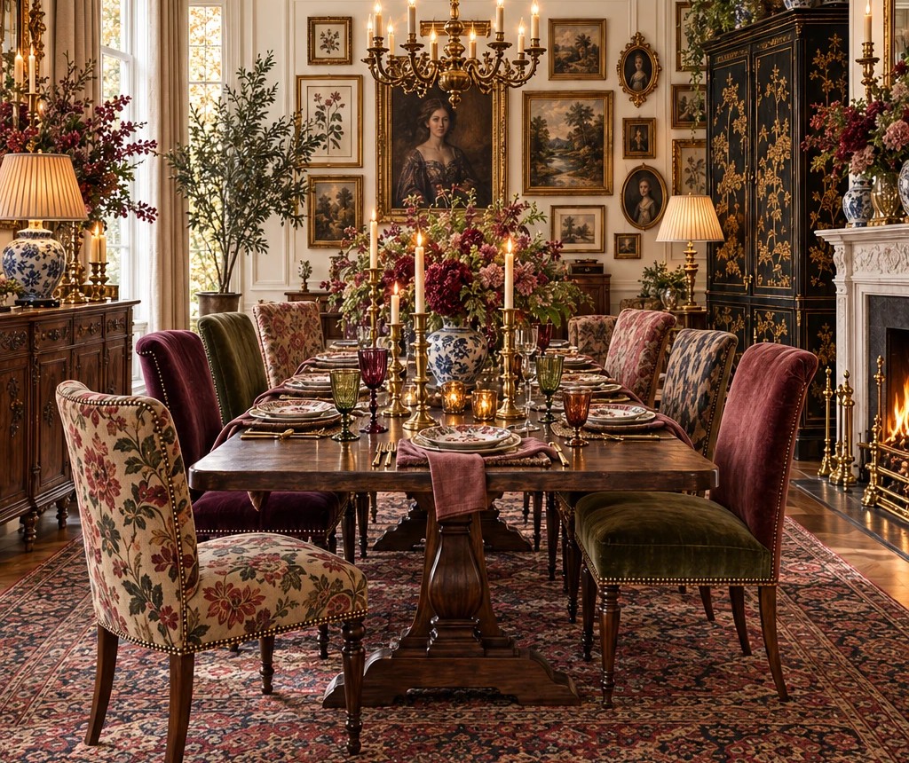 Personalised Maximalism Curated Nostalgia Dining Room — AI-generated concept with shoppable products
